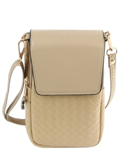 Woven Crossbody Bag Cell Phone Purse LMS202 NUDE